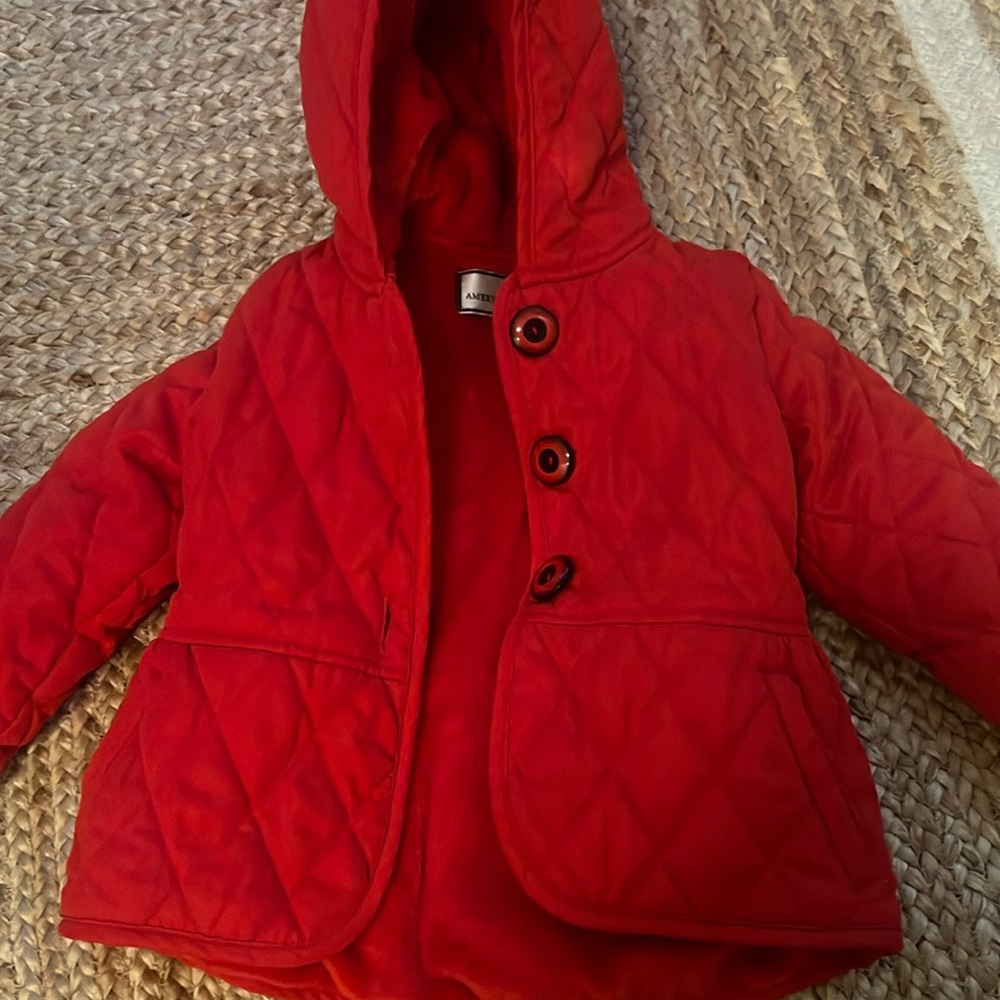 Red American widgeon coat size 2t